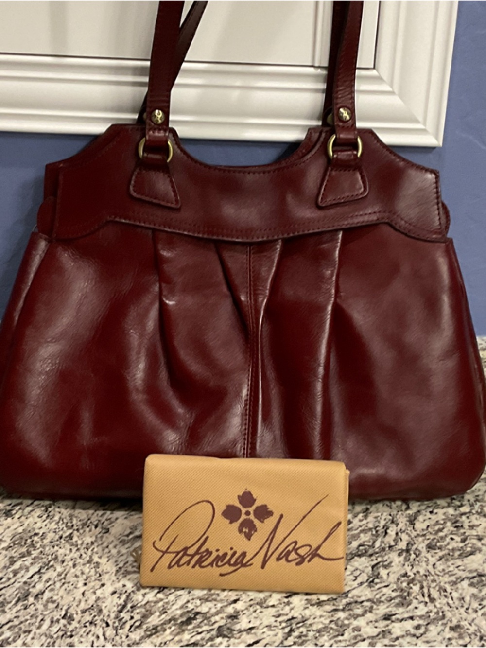 Patricia Nash Deep Burgundy Leather Shoulder Tote